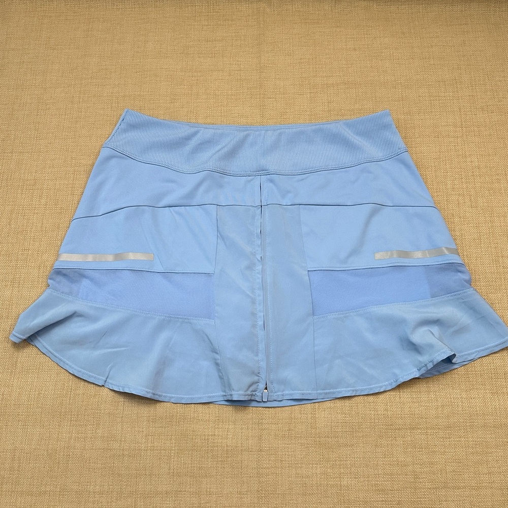 Lucky in Love Baby Blue Tech Performance Zipper Front Skirt Detail Skort